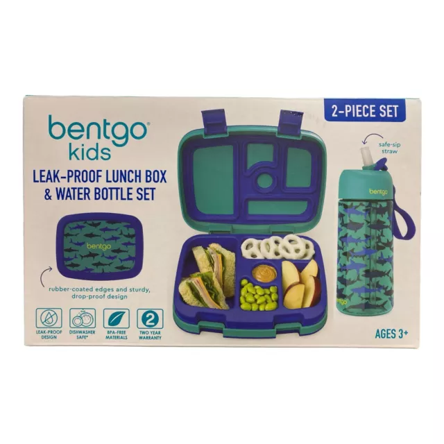 Bentgo Kids Leak-Proof Lunch Box & Water Bottle Set (Shark)