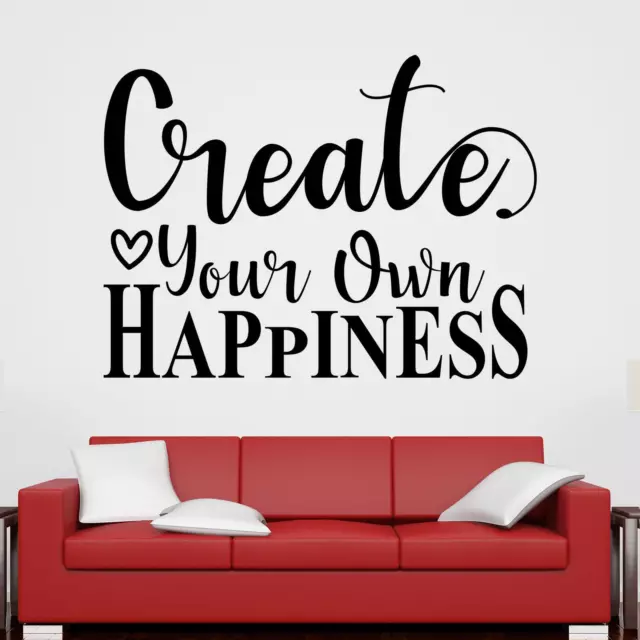 Create Your Own Happiness Wall Sticker Decal Quote Motivational Inspiring Vinyl