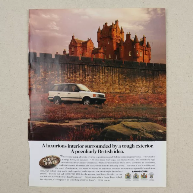Vintage Land Rover Print Ad 1998 Paper Magazine Clipping 90s Range Rover Castle
