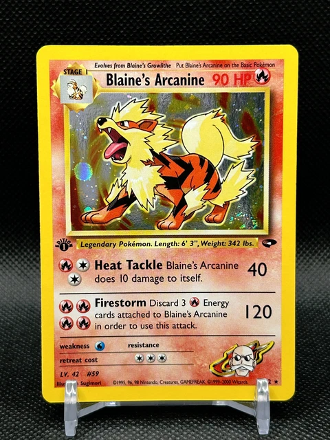 Pokemon Card - 1st Edition Blaine's Arcanine Gym Challenge 1/132 Holo Rare SWIRL