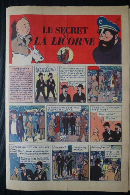 Rare Couleurs Inedites ! 1944 Tintin . Herge Coeurs Vaillants N°8 Cote Bdm = 30€