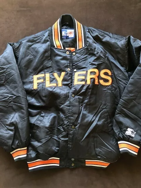 vintage Philadelphia Flyers Starter jacket size L large snap button NHL hockey