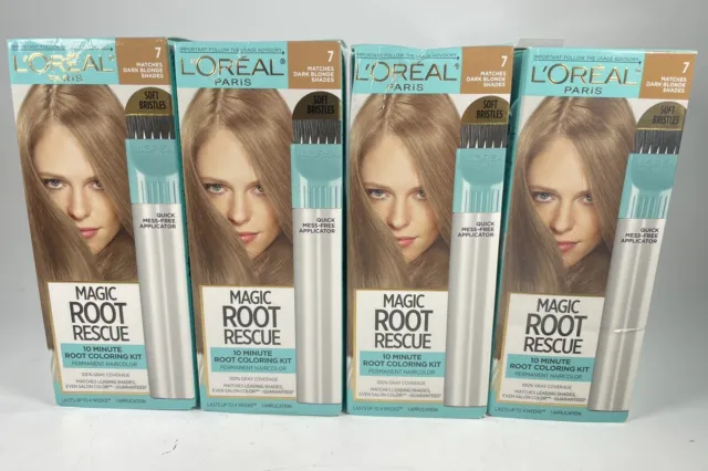 4 L'Oreal Magic Root Rescue 10 Minute Coloring Hair Color Kit #7 DARK BLONDE