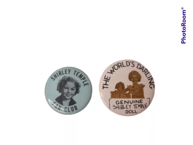 Vintage Pin Button Genuine SHIRLEY TEMPLE DOLL Button Pin Back  Fan Club 2