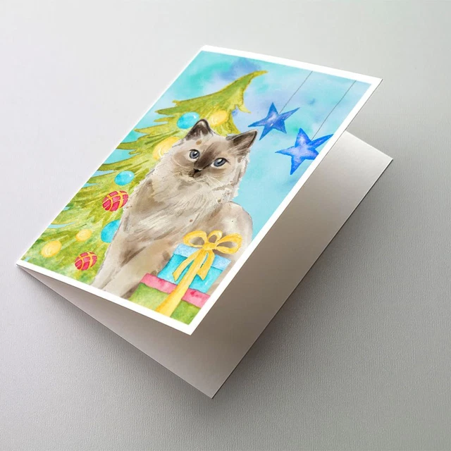 Ragdoll Cat Christmas Presents Greeting Cards Envelopes Pack of 8 CK3127GCA7P
