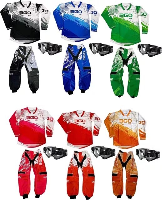 Kids Motocross Jersey Pant Off Road Goggles Junior Race Suit Quad MTB ATV Mx Kit