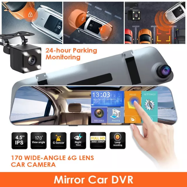 1080P Car Cam Mirror Reversing Dash Camera Rear View Front And Rear DVR Recorder