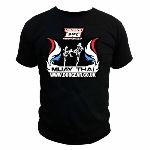 BLACK 'FLAMED' MUAY THAI SHORT SLEEVE T-SHIRT CASUAL WEAR (XS-L) (Slim fit)