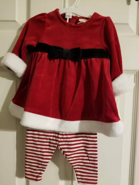 Baby Cat & Jack 3 pc set size 3-6 months NWT Christmas little Ms Claus outfit