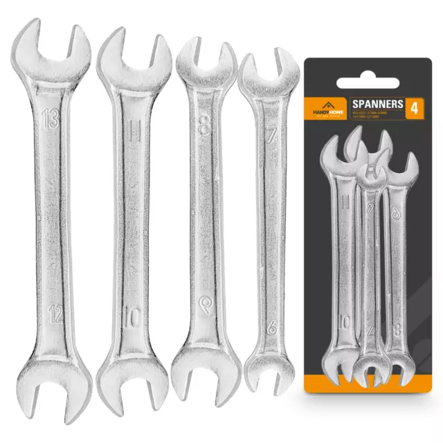 4PC Metric Open End Spanner Set 6mm - 13mm Double Ended DIY Garage Workshop Tool