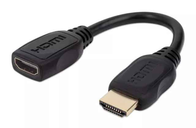 Manhattan Cavo Prolunga HDMI High Speed con Ethernet 15cm Nero