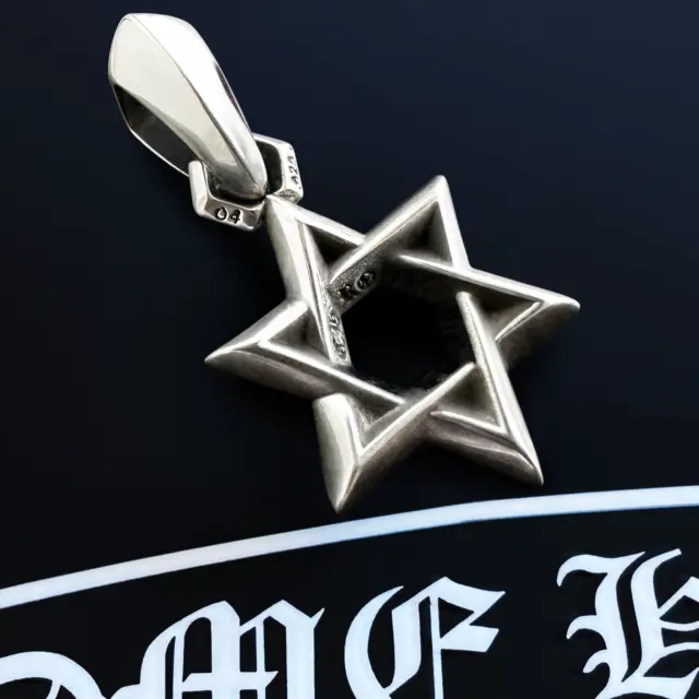 AUTHENTIC CHROME HEARTS Small Pendant: Star of David + CH Pouch & Gift ...