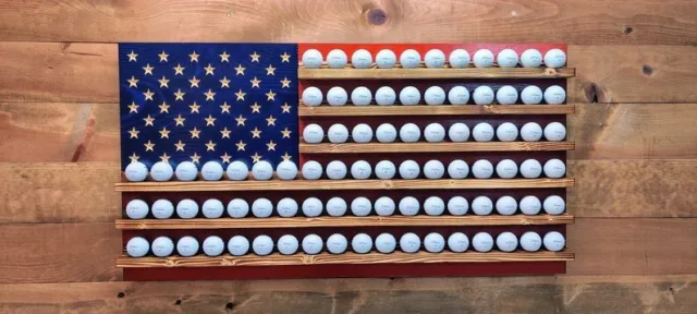American Golf Ball Wooden Flag Display Solid Natural Wooden Hand Crafted Gift