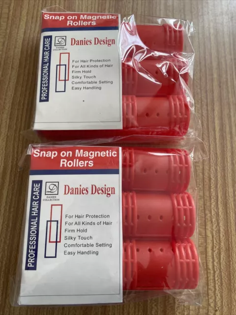 Rulli per capelli ricciolo magnetici a scatto Danies design 6 in ogni confezione rossi.