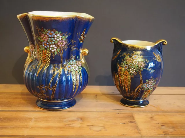 2 Beautiful Antique Crown Devon Fieldings Vases