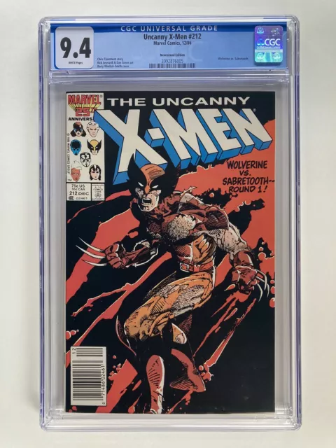Uncanny X-Men #212 CGC NM 9.4 Newsstand Variant Wolverine Vs. Sabretooth!