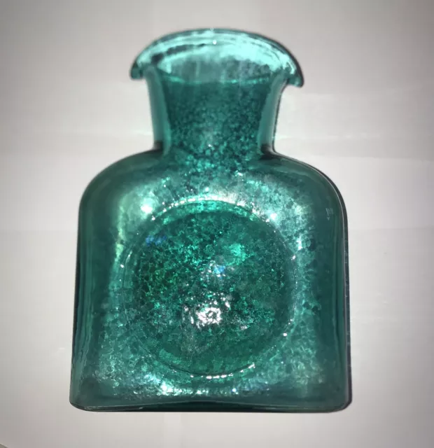 BLENKO TEAL GREEN tone Glass DOUBLE SPOUT PITCHER Carafe Water Bottle Vase 8”