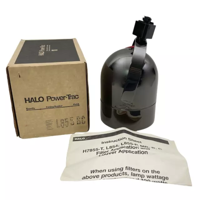 HALO POWER-TRAC TRACK Light Fixture L855 BC Gloss Black $39.99 - PicClick