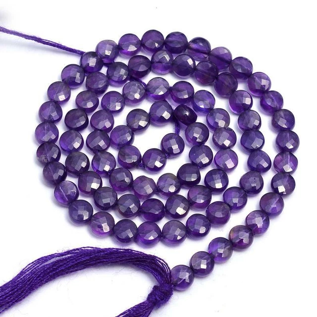 AAA Violet Améthyste Gemme 3mm-4mm Pièce Forme Checker Coupe Facettes Perle 33cm