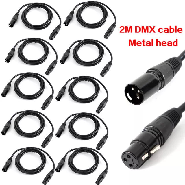 10x DMX Kabel 2m 3-Pin XLR Kabel DMX Signalkabel für Moving head Par Licht NEU