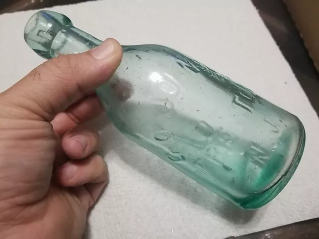 C. O. Johnson Blob Top Aqua Soda Bottle Trenton, NJ New Jersey