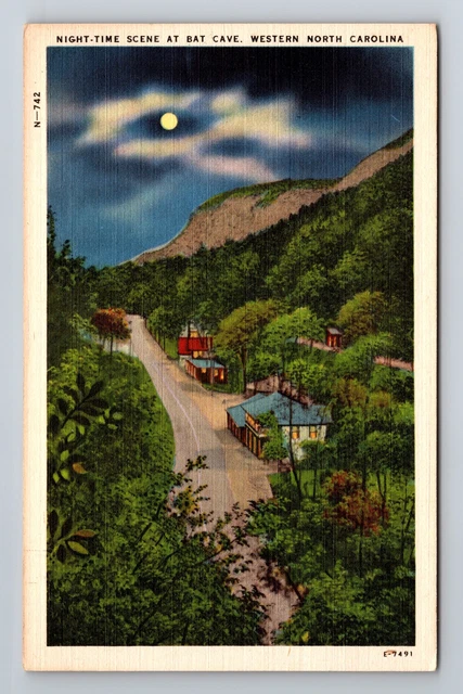 NC-North Carolina, Aerial Night Scene At Bat Cave, Antique, Vintage Postcard