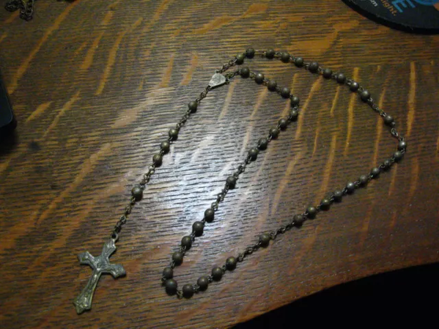 🎚️ Italian Antique Metal Bead Holy Rosary - Vintage Italy Cross Crucifix Pray