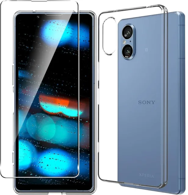 Pour SONY XPERIA 5 V VERRE TREMPÉ + COQUE TRANSPARENT PROTECTION INTEGRAL LCD 9H