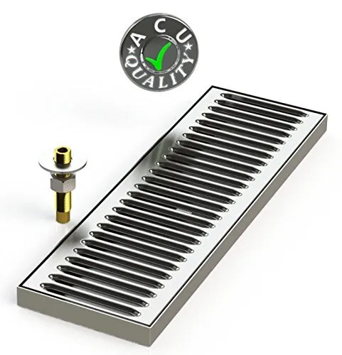ACU Surface Mount Drip Tray with Drain - Stainless Steel, 16" Length