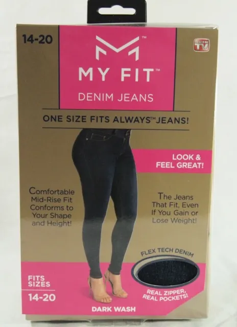 My Fit Jeans As Seen On TV Sizes 14-20 Women's Stretch Denim Jeans Dark Wash New