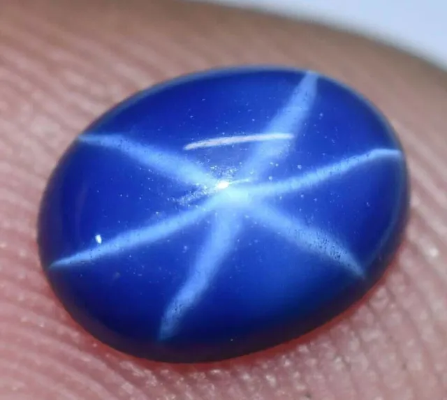 6 Rays Blue Star Sapphire 9.10Cts Natural Oval Cabochon 13X14X4mm Loose Gemstone