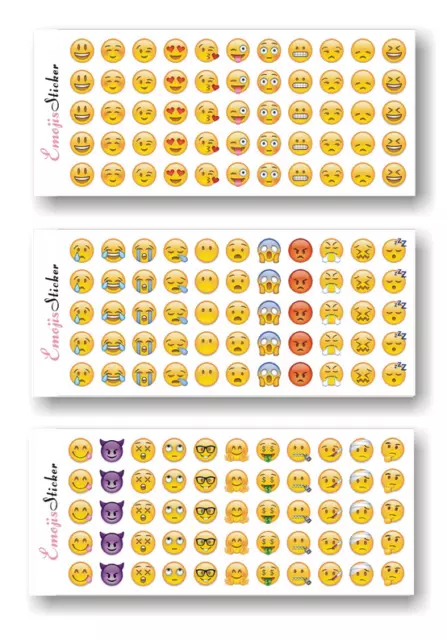 3 Sheets = 165pc - 1cm Emoji Sticker Die Cut iPhone Smile Reward Party Scrapbook
