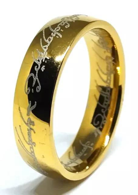 Stainless Steel Ring Size N (uk) Lord Of The Rings Gold Mens Boys Womens Girls