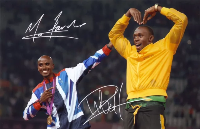 Usain Bolt & Mo Farah Autograph Signed Pp Photo Poster