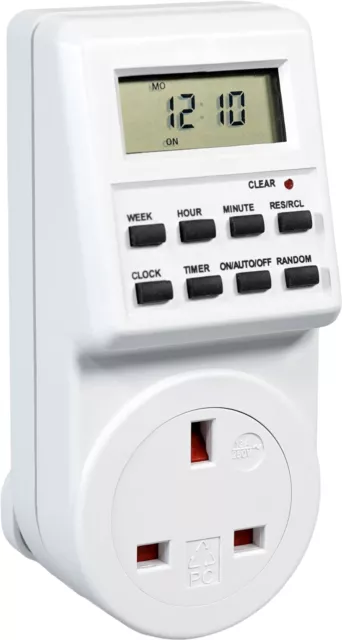 Electronic Digital Mains Plug in Timer Socket with LCD Display 12/24 Hour 7 Days