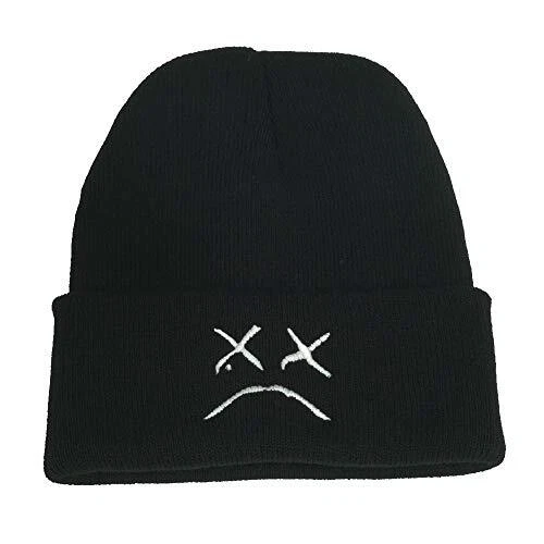 Chensheng Daddy Letter Cap Very Casual Beanies Hat for Men Women Black+sad Face