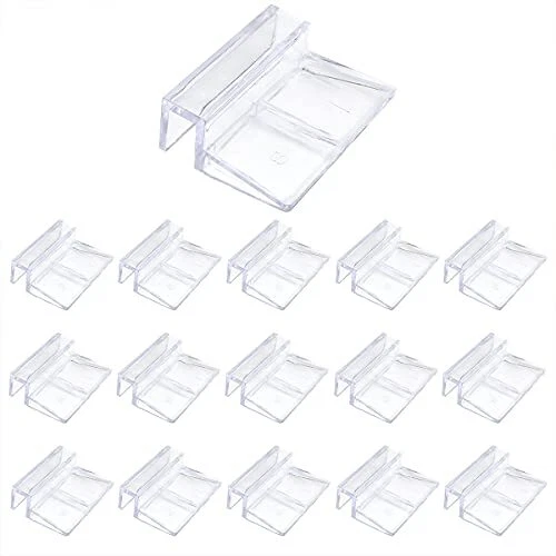 LEEFONE 16 PCS 8mm Acrylic Aquarium Cover Clip Clear Fish Tank Glass Cover Cl...