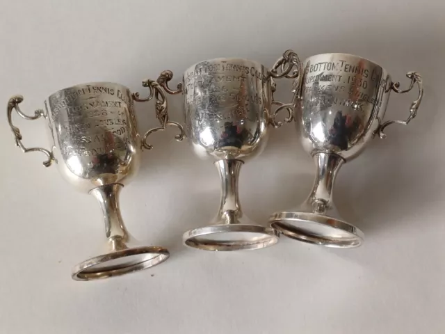 3 X Small Silver Trofeo Ramsbottom Tennis Club 88 Grammi Senza Scarti Ref JM4488