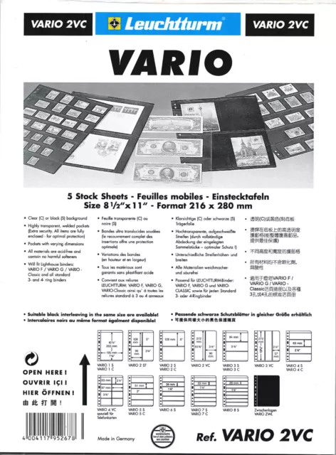 25 Lighthouse Vario 2 Pocket Vertical - Clear Stock Sheets - 5 Packs Of 5   2Vc