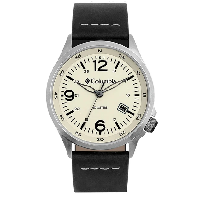 Orologio da uomo Columbia Canyon Ridge Quadrante al quarzo gesso marrone cinturino in pelle CSC02-015