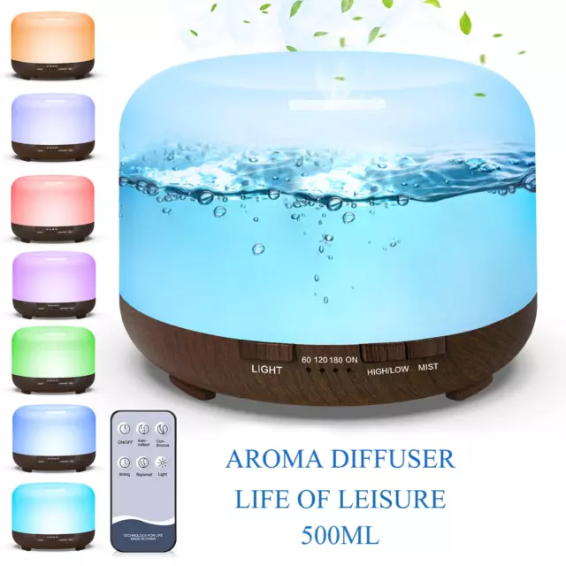 500ml Aroma Diffuser LED Aromatherapy Ultrasonic Humidifier Air Purifier Gift