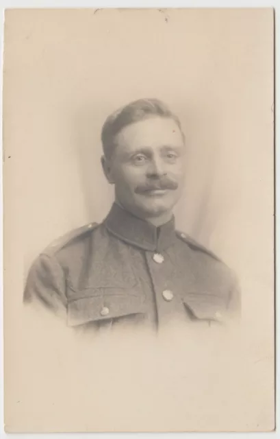 WW1 Studio Portrait of Uniformed Soldier RP PPC, Unposted