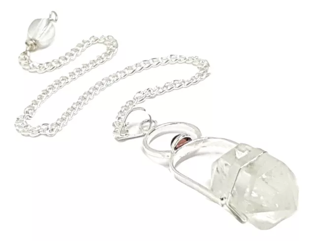 Pendulum Crystal Herkimer Diamond Garnet Double Terminated Gem Divination & Bag 3