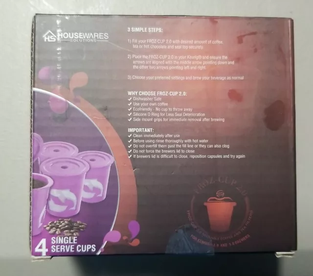 FROZ-CUP 2.0 - 4 tasses K rechargeables/réutilisables pour Keurig 2.0 2