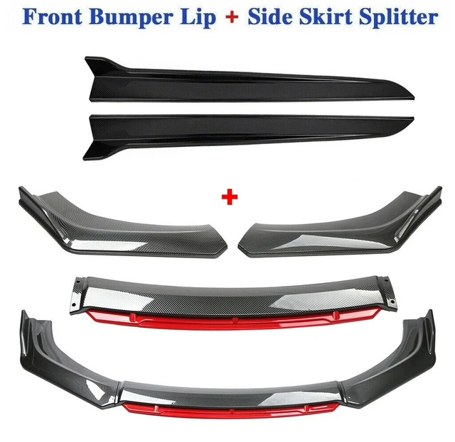 Universal Front Bumper Lip Chin Spoiler Splitter Trim Car Body Kit With Adjustable 8"-11" Support Splitter Rod
