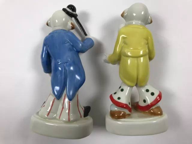 A Couple Of Porcelain Clowns With Musical Instrument 6” Figurines 2