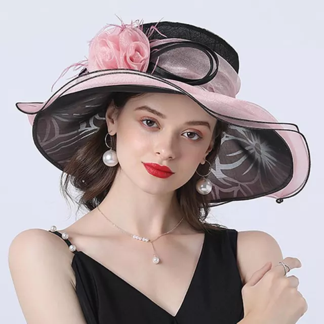 Femme Organza Église Casquette Soleil Chapeau Bibi Mariage Britannique Thé Chic