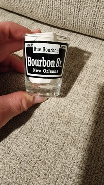 Rue Bourbon St. Shot Glass New Orleans Souvenir New with a scratch on outside