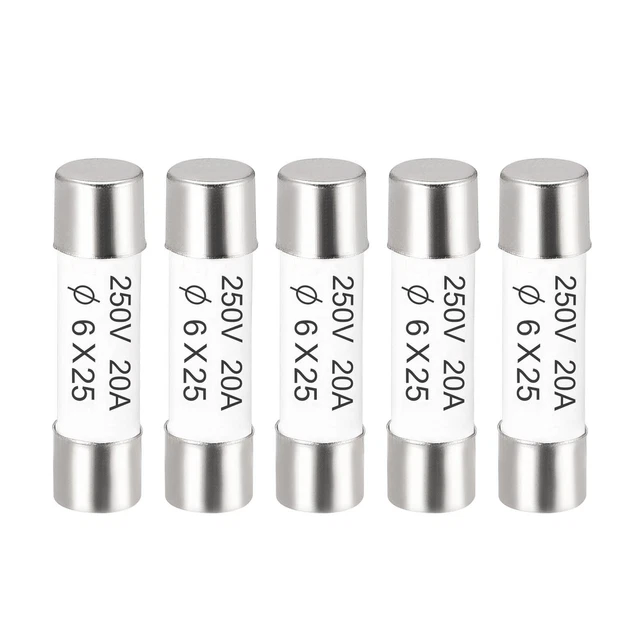 Céramique Fusibles à Cartouche 20A 250V 6x25mm Fusibles pour Amplificateur 5Pcs