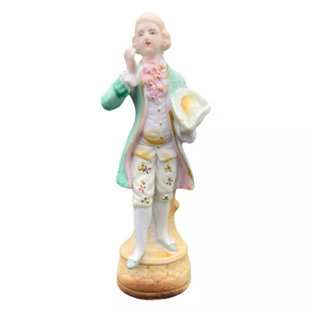 Vintage French Victorian Colonial Man Hand Painted Statue Figurine Bisque Porcel